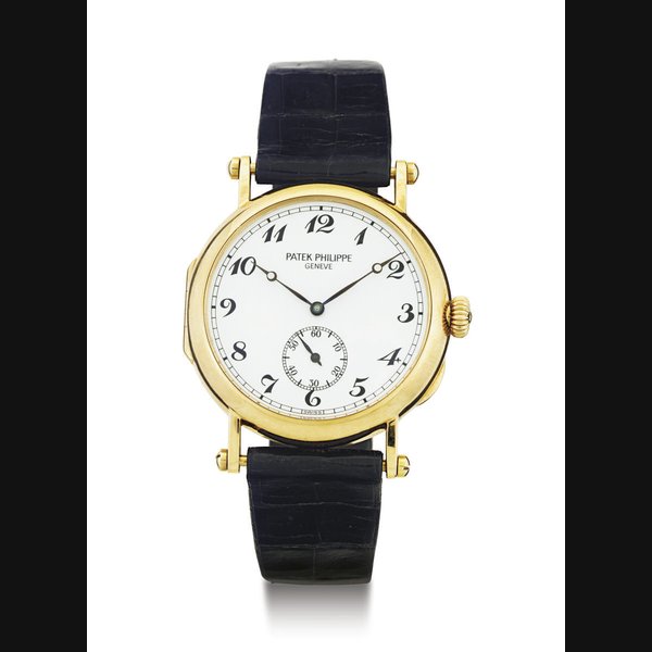 PATEK PHILIPPE. A LIMITED EDITION 18K GOLD WRISTWATCH WITH ENAMEL DIAL SIGNED PATEK PHILIPPE, GENEVE, OFFICIER , MOVEMENT NO. 767936, CASE NO. 2862848, REF. 3960, MANUFACTURED IN 1989