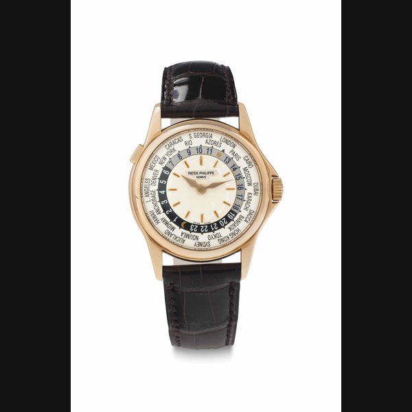 Patek Philippe. A Fine 18k Pink Gold Automatic World-Time Wristwatch SIGNED PATEK PHILIPPE, GENEVE, REF. 5110, MOVEMENT NO. 3'206'172, CASE NO. 4'112'454, MANUFACTURED IN 2001