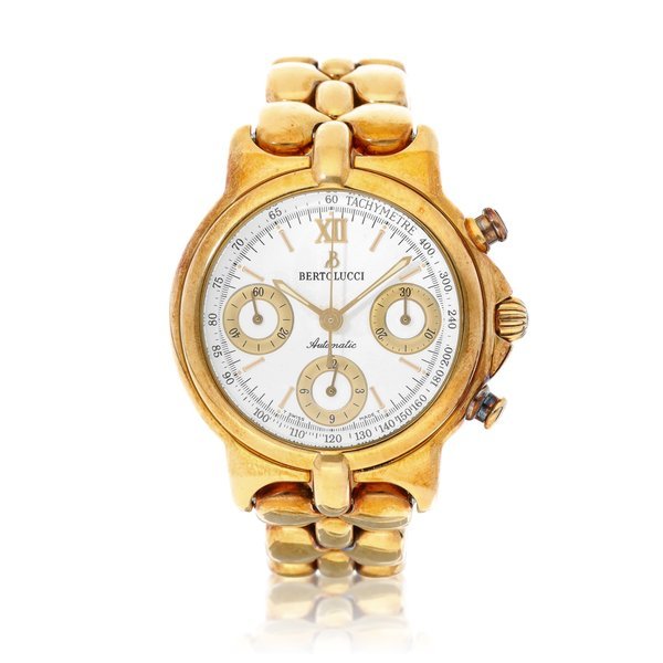 Bertolucci Bertolucci | VIR Chronograph, A yellow gold chronograph wristwatch with bracelet, Circa 2005 | VIR Chronograph   黃金計時鏈帶腕錶，約2005年製