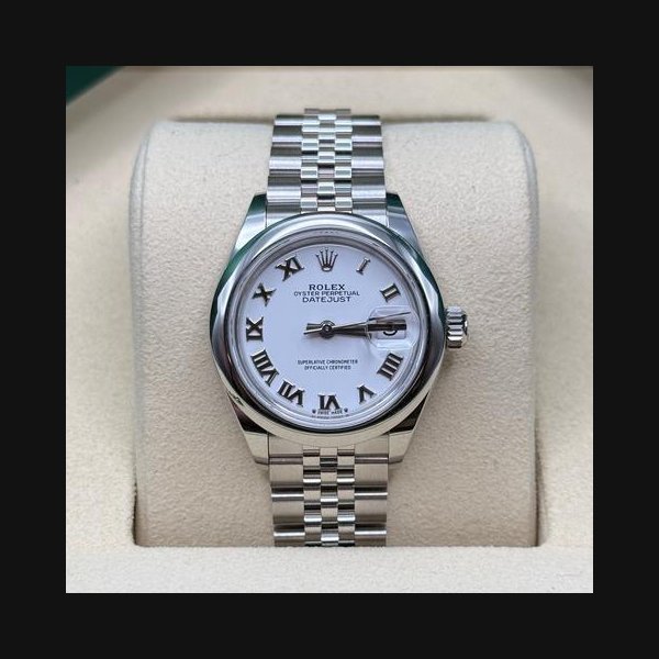 Rolex Rolex Lady-DatejustNEW 2026 White Roman Dial Stainless Steel Smooth Bezel Jubilee Bracelet