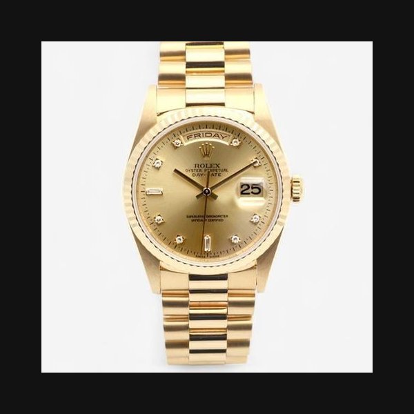 Rolex RolexDay-Date 36 Men's Gold Watch Original Diamond 1997 Birth Certificate 18238 [U]