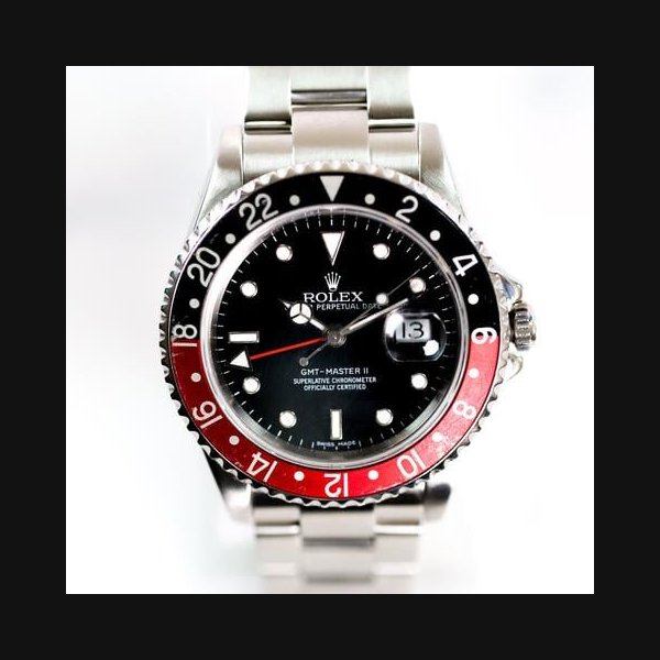 Rolex GMT-Master II16710 "Coke" No Holes Luminova Last Years of Production Rare "Error Stick Dial" Circa 2004