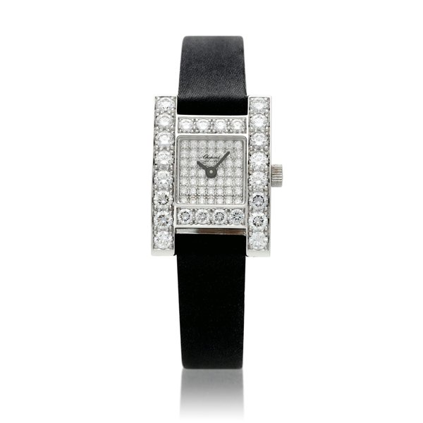 Chopard Reference 493 1, A white gold and diamond-set rectangular wristwatch, Circa 2007