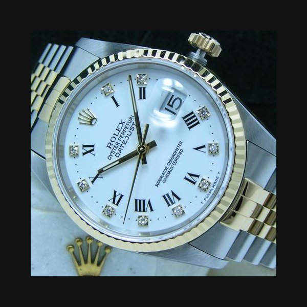 Rolex Rolex Datejust1994 Datejust 36 Nearly Un-Worn Boxes Papers RARE White Diamond - Roman Dial Fluted 16233