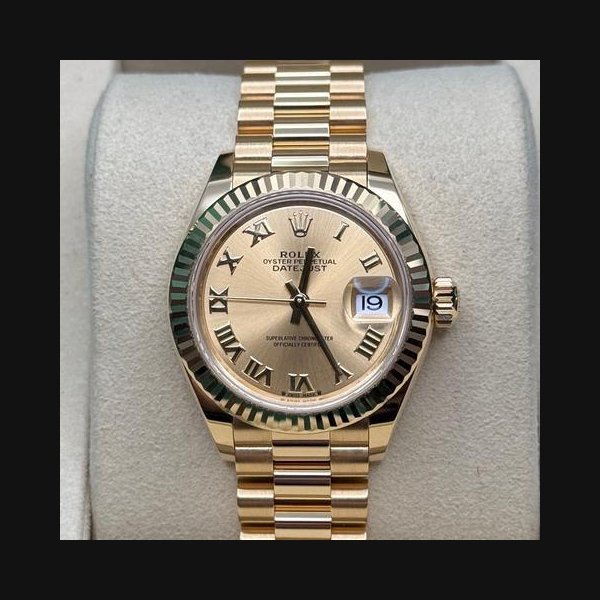 Rolex Rolex Lady-DatejustNEW 2026 Champagne Roman Dial 18K Yellow Gold President Bracelet
