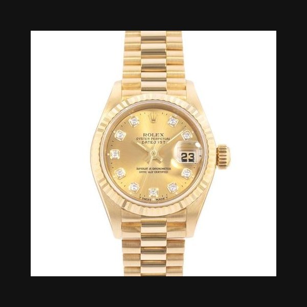 Rolex Rolex Lady-Datejust26 69178 Champagne Diamond Yellow Gold President Ladies Watch
