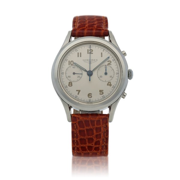 Longines Ref. 6592-4 Stainless steel flyback chronograph wristwatch Circa 1962 | 浪琴 6592-4型號精鋼飛返計時腕錶，年份約1962