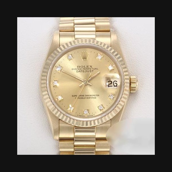 Rolex Rolex Datejust31mm Medium Gelbgold 750 Diamanten Automatik 18kt Yellow Gold Damen President-band Chronometer Oyster