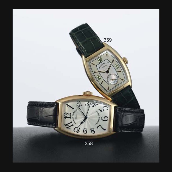 FRANCK MULLER. AN 18K PINK GOLD TONNEAU AUTOMATIC WRISTWATCH WITH CENTER SECONDS SIGNED FRANCK MULLER, GENEVE, NO. 84, REF. 5850 SC, CIRCA 2000