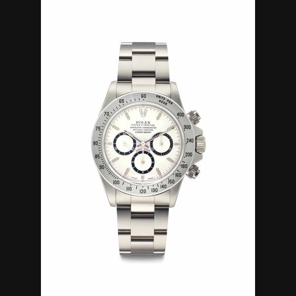 Rolex Rolex. A Fine and Attractive Stainless Steel Automatic Chronograph Wristwatch with Bracelet Signed Rolex, Oyster Perpetual, Cosmograph, Daytona, Ref. 16520, Case No. X753'817, Circa 1991