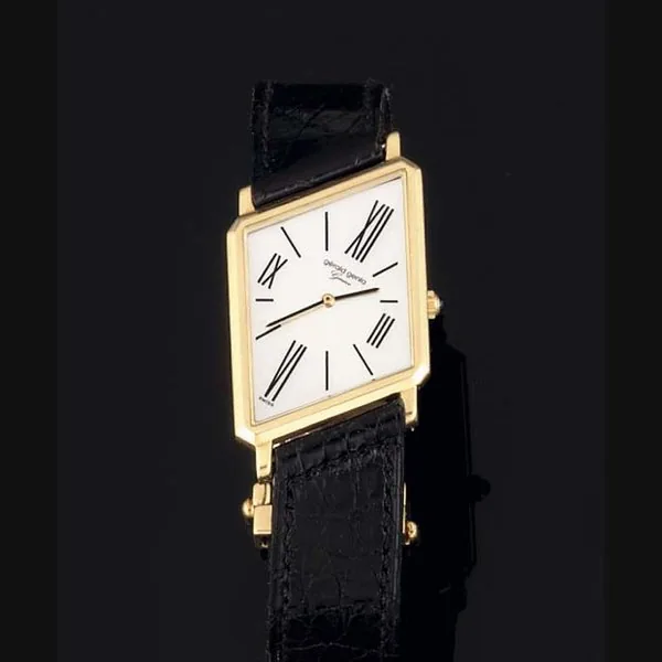 Gerald Genta. An 18ct Gold Asymmetric Wristwatch with Mother of Pearl Dial SIGNED GERALD GENTA GENEVE, CASE NO G29957, 37311, CIRCA 1990