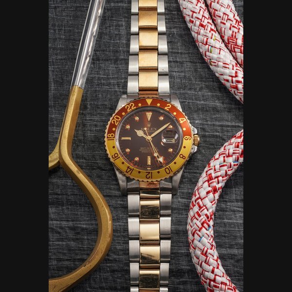 Rolex Rolex Ref. 16753F, inside caseback 16750 GMT-Master, “Root Beer”