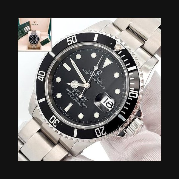 Rolex Rolex Submariner DateEngraved Rehaut 40mm Steel 16610 Box/Papers/Tag