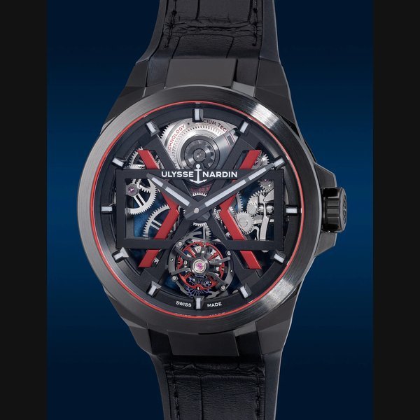 Ulysse Nardin Ref. 1723-400An impressive, “like-new”, and unusual skeletonised titanium tourbillon wristwatch with guarantee and presentation box