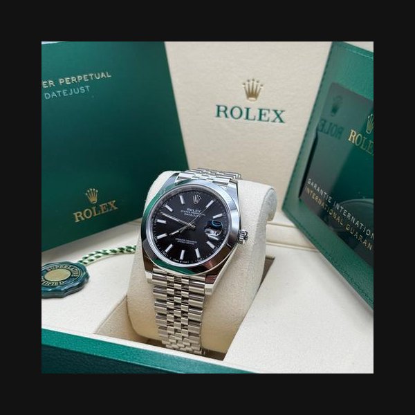 Rolex Datejust41 NEW 2025 Black Index Stainless Steel Smooth Bezel Jubilee Bracelet Ref. 126300