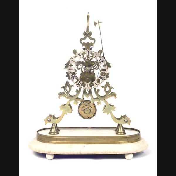 A Victorian brass skeleton timepiece, circa 1870