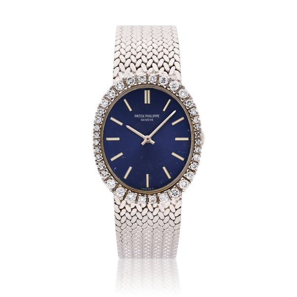 Patek Philippe Reference 3584 Ellipse | A white gold and diamond-set oval bracelet watch, Circa 1970 · 3584