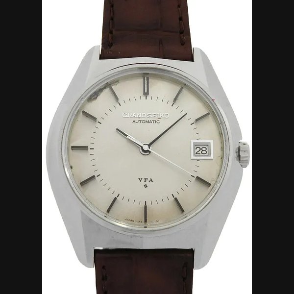 SEIKO Grand VFA 6185 8020 36mm Silver Dial Stainless Steel Leather Men's #T081 Ref. 6185-8020