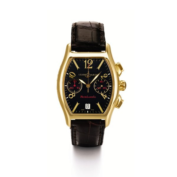Ulysse Nardin A PINK GOLD AUTOMATIC CHRONOGRAPH TONNEAU WRISTWATCH WITH DATE
CIRCA 1995 MICHELANGELO NO16