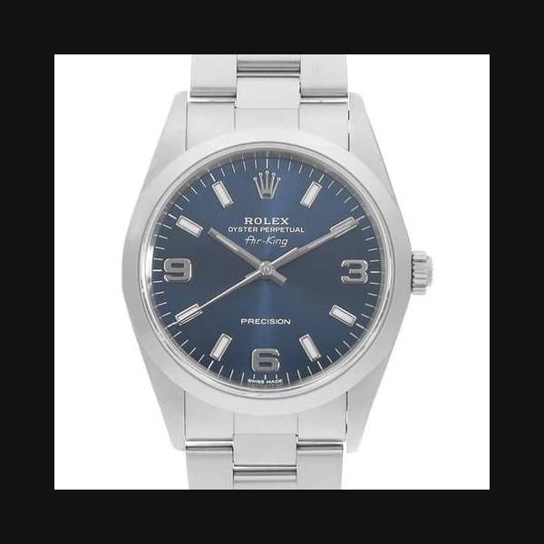 Rolex Air King14000 blue 369 white bar ANumber USED mens
