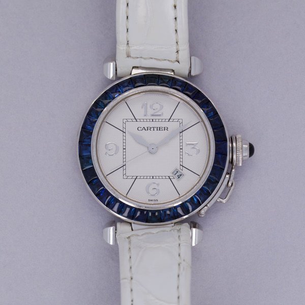 Cartier Cartier Pasha  Automatic 2398 Sapphire Set Bezel 18k WG