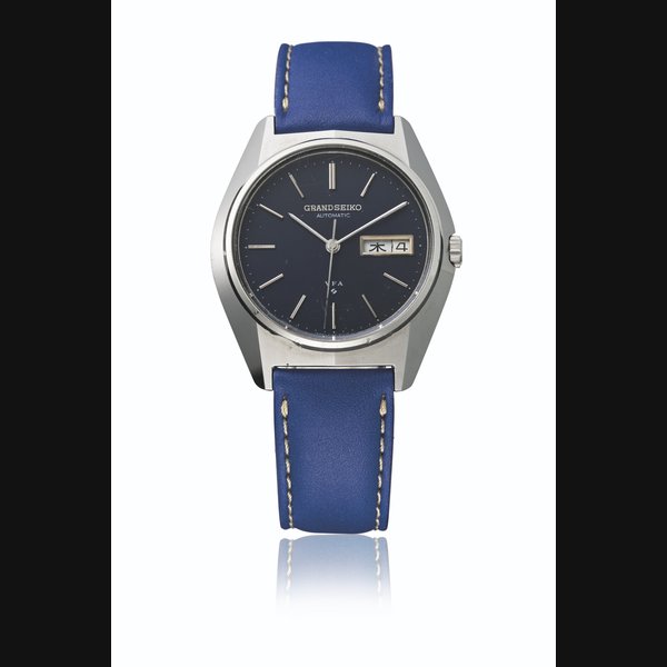 GRAND SEIKO. A RARE AND UNUSUAL WEDGE-SHAPED STAINLESS STEEL AUTOMATIC WRISTWATCH WITH SWEEP CENTRE SECONDS AND JAPANESE DAY AND DATE INDICATION Signed Grand Seiko, Automatic, VFA, Ref. 6186-8000-G, movement no. 253’548, case no. 270’204, circa 1970