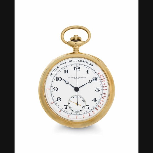 Vacheron Constantin Vacheron Constantin. An 18k Gold Openface Chronograph Keyless Lever Watch with Pulsation Scale SIGNED VACHERON & CONSTANTIN, GENÈVE, RETAILED BY R. CARASSALE, MONTEVIDEO, MOVEMENT NO. 389'152, CASE NO. 242'441, MANUFACTURED IN 1920