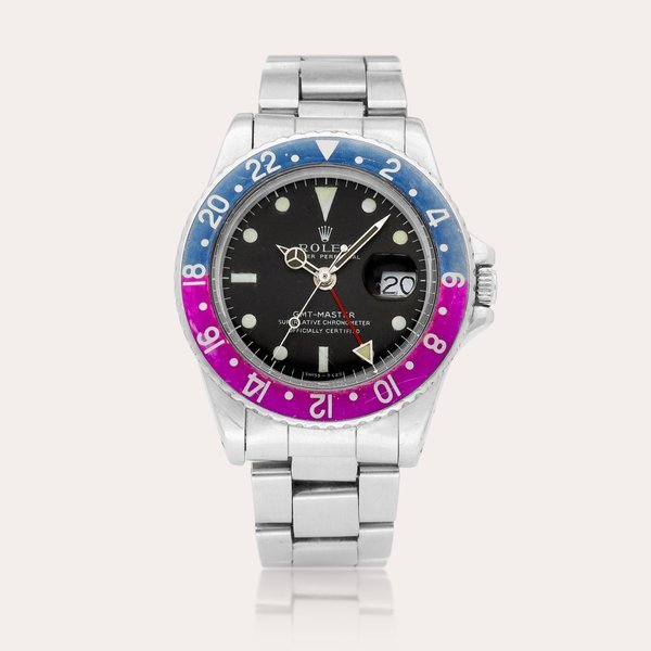 Rolex GMT-Master 'Long E', Reference 1675 | A stainless steel dual time wristwatch with date and bracelet, Circa 1968 | 勞力士 | GMT-Master 'Long E' 型號1675 | 精鋼兩地時間鏈帶腕錶，備日期顯示，約1968年製 · 1675