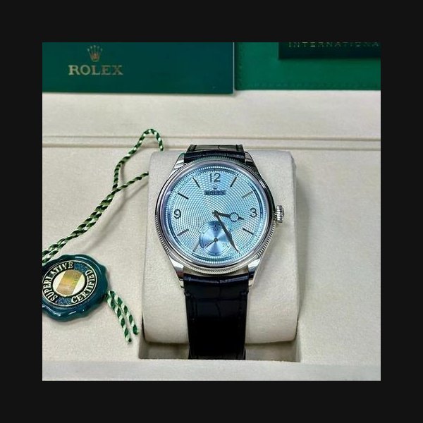 Rolex Rolex 1908Unworn 2026 Platinum Ice Blue Dial Black Alligator Strap