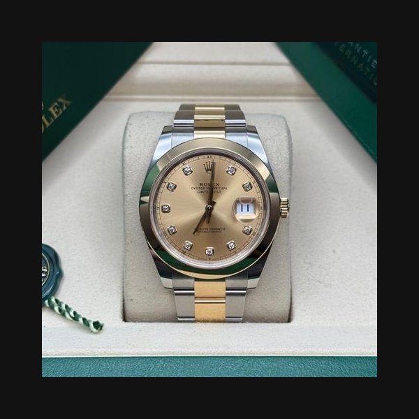 Rolex Rolex Datejust41 NEW 2026 Champagne Diamond Two Tone Yellow Gold Smooth Bezel Oyster Bracelet