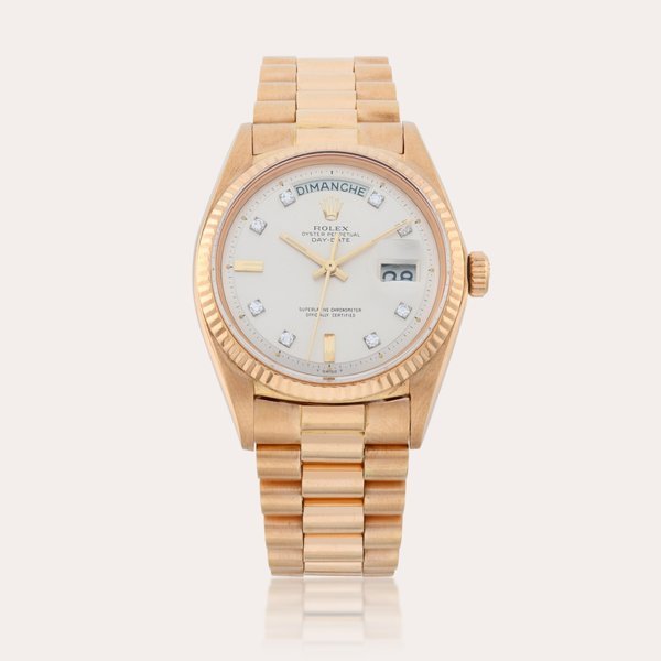 Rolex Day-Date, Reference 1803 | A pink gold wristwatch with day, date and bracelet | Circa 1967 · 1803