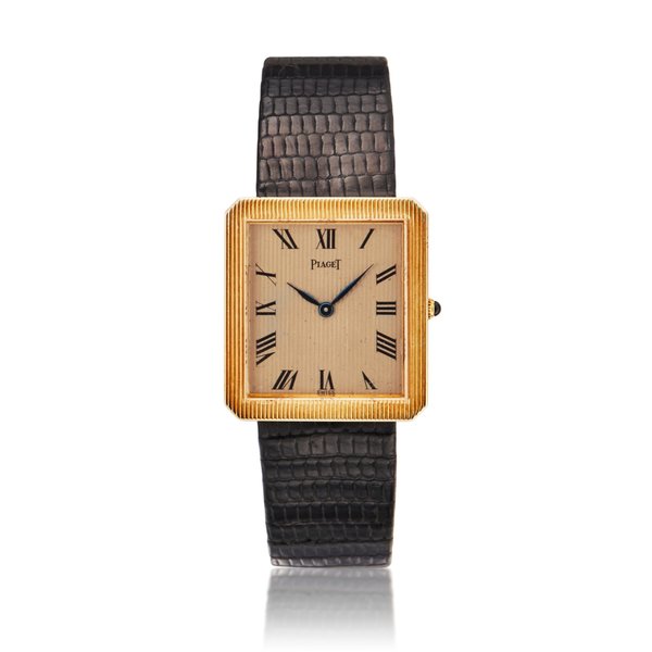Piaget Reference 9154 Protocole, A yellow gold rectangular wristwatch, Circa 1985