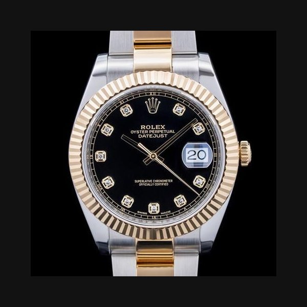Rolex Rolex Datejust126333 Datejust 41 18K YG / SS Black Diamond Dial