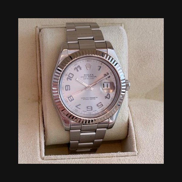 Rolex Rolex Datejust II41mm Watch SIlver/Blue Arabic Dial 116334