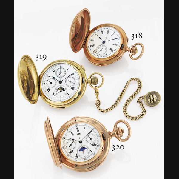 JACCARD. A FINE 18K PINK GOLD HUNTER CASE MINUTE REPEATING TRIPLE CALENDAR CHRONOGRAPH KEYLESS LEVER POCKETWATCH SIGNED E. H. JACCARD & CIE, GENEVE, CASE NO. 30709, CIRCA 1890
