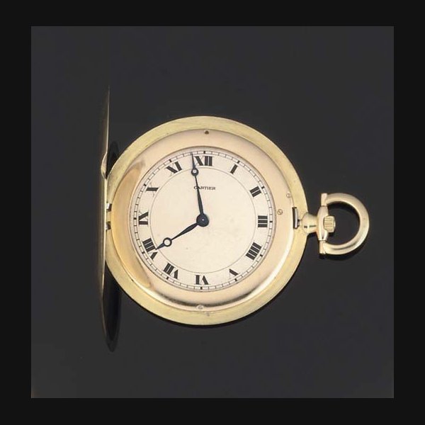 Cartier Cartier. An 18ct Gold Ultra Slim Full Hunter Watch SIGNED CARTIER, NO 093, LONDON IMPORT MARK, CIRCA 1930