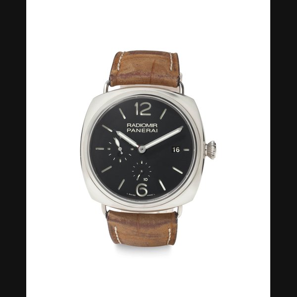 Panerai. An Oversized Limited Edition Stainless Steel Cushion-Shaped Wristwatch with 10-Day Power Reserve and Date SIGNED OFFICINE PANERAI, RADIOMIR 10 DAYS GMT, NO. M284/500, REF. OP 6805, MOVEMENT NO. 004327, CASE NO. BB1406135, PAM00323, CIRCA 2010