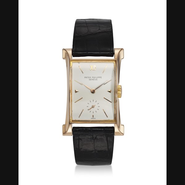 PATEK PHILIPPE, REF. 2441, “EIFFEL TOWER”, A FINE AND RARE 18K ROSE GOLD RECTANGULAR-SHAPED WRISTWATCH WITH SUBSIDIARY SECONDS