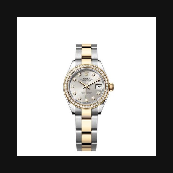 Rolex Lady-DatejustSilver Diamond Dial Diamond Bezel Two Tone Yellow Gold Oyster Bracelet Ref. 279383RBR