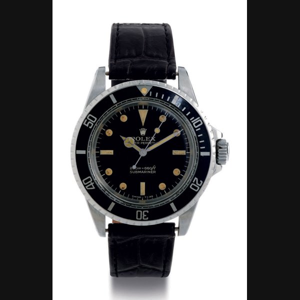 ROLEX. A STAINLESS STEEL AUTOMATIC WRISTWATCH WITH CENTER SECONDS SIGNED ROLEX, OYSTER PERPETUAL, 200M=660FT, SUBMARINER, CASE NO. 1413700, REF. 5513, CIRCA 1961
