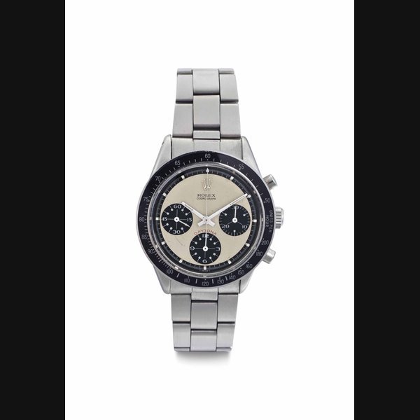 Rolex Rolex. A Rare and Fine Stainless Steel Chronograph Wristwatch with Paul Newman Dial and Bracelet SIGNED ROLEX, COSMOGRAPH, DAYTONA, PAUL NEWMAN MODEL, REF. 6241, CASE NO. 1'764'713, CIRCA 1967
