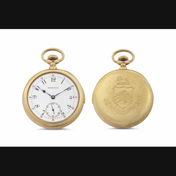 Patek Philippe. A Fine and Rare 18k Gold Five Minute Repeating Openface Keyless Lever Pocket Watch with Tiffany Case SIGNED TIFFANY & CO. MOVEMENT NO. 112'178, MANUFACTURED IN 1901