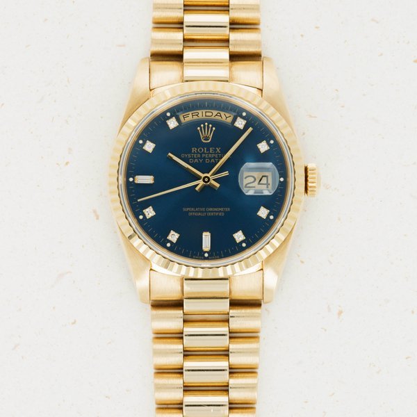 Rolex Rolex Day-Date 18238 Blue Diamond Dial 18k Yellow Gold · 18238