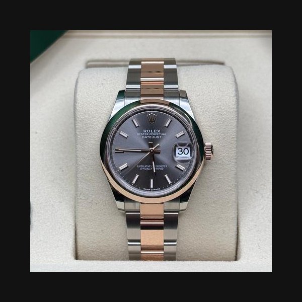 Rolex Rolex Datejust31 NEW 2026 Slate Index Dial Smooth Bezel Two Tone Rose Gold Oyster Bracelet