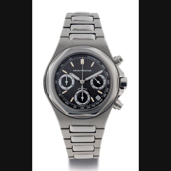 GIRARD-PERREGAUX. A STAINLESS STEEL AUTOMATIC CHRONOGRAPH WRISTWATCH WITH DATE AND BRACELET SIGNED GIRARD-PERREGAUX, OLIMPICO, LAUREATO, NO. 663, MOVEMENT NO. 99210, REF. 8017, CIRCA 1998