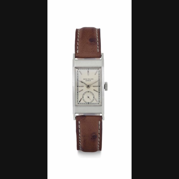 Patek Philippe. A Fine Platinum Rectangular-Shaped Wristwatch SIGNED PATEK PHILIPPE, GENEVE, REF. 425, MOVEMENT NO. 970'980, CASE NO. 654'308, MANUFACTURED IN 1948