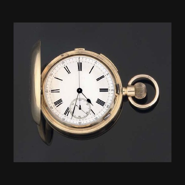 Swiss. An 18ct Gold Quarter Repeating Full Hunter Watch with chronograph UNSIGNED, CASE NO 32324, CIRCA 1900