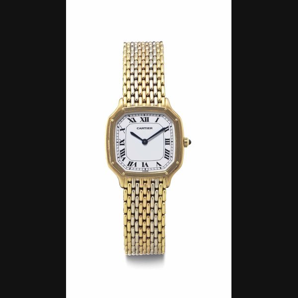 Cartier Cartier. A Lady's 18k Three-Tone Gold Wristwatch SIGNED CARTIER, PARIS, CASE NO. 960560362, CIRCA 1990