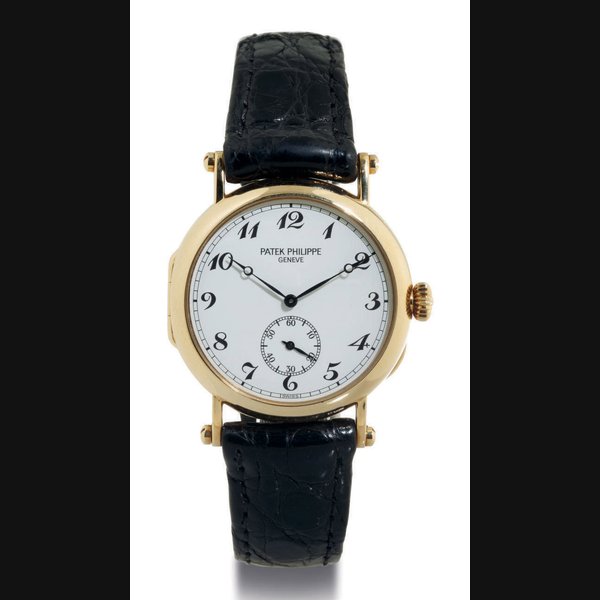 PATEK PHILIPPE. A LIMITED EDITION 18K GOLD WRISTWATCH WITH ENAMEL DIAL SIGNED PATEK PHILIPPE, GENEVE, OFFICIER, MOVEMENT NO. 768862, CASE NO. 2863774, REF. 3960, MANUFACTURED IN 1989