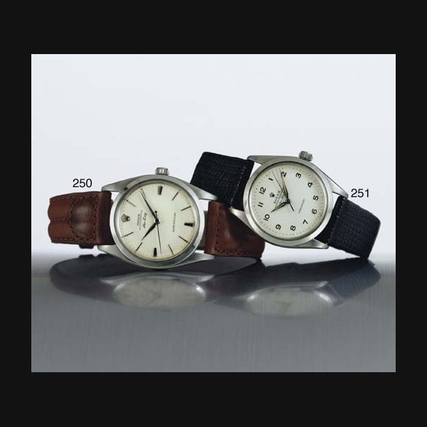 ROLEX. A STAINLESS STEEL AUTOMATIC WRISTWATCH WITH CENTER SECONDS SIGNED ROLEX, OYSTER PERPETUAL, PRECISION, "AIR KING", CASE NO. 344036, REF. 5500, CIRCA 1960